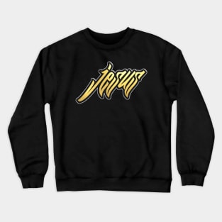 Shiny black and Gold JESUS word ver6 Crewneck Sweatshirt